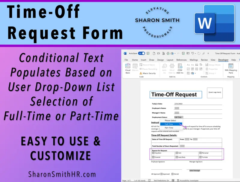 Time-Off Request Form - Auto Populate