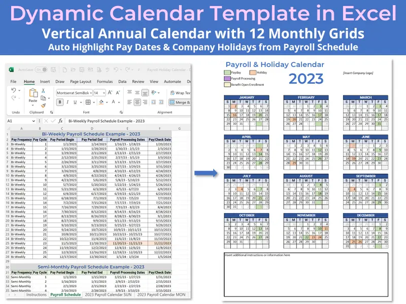 Annual Calendar Template in Excel